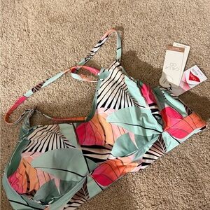 Colorful Leaf Print Bikini Top